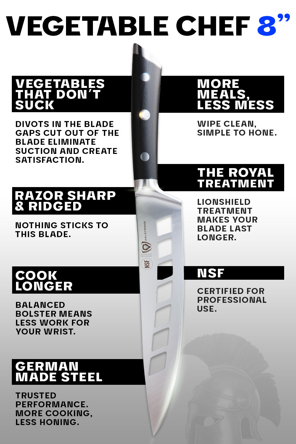Vegetable Knife 8" | Deflector | Gladiator Series | NSF Certified | Dalstrong ©
