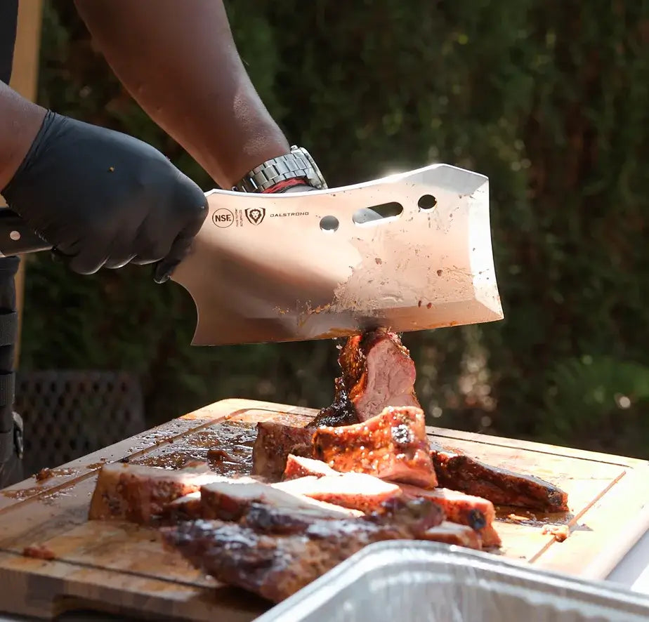 Meat Prep Bundle | 9" Obliterator Meat Cleaver with Stand + 8" Chef & Cleaver Hybrid Crixus Knife