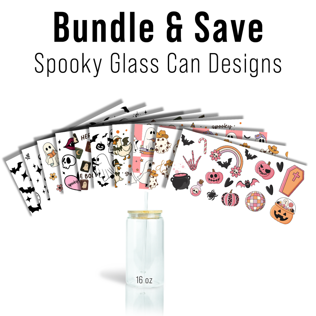 Assorted Ready to Press Sublimation - Spooky Glass Can Wraps
