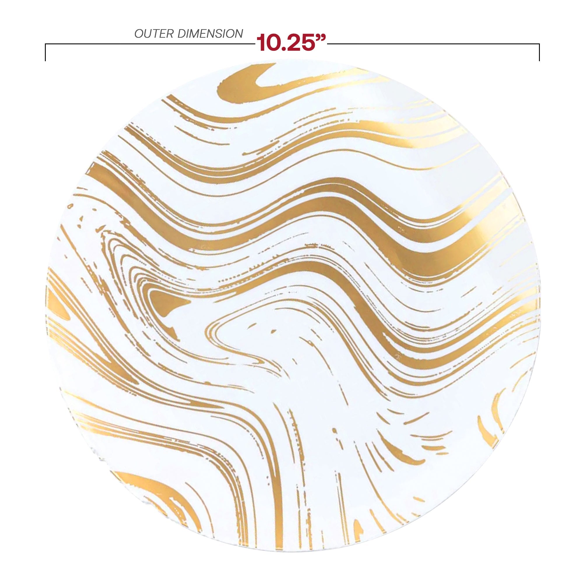 White with Gold Waves Plastic Dinnerware Value Set