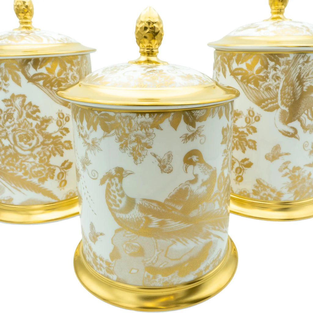 Royal Crown Derby Gold Aves Storage Jar