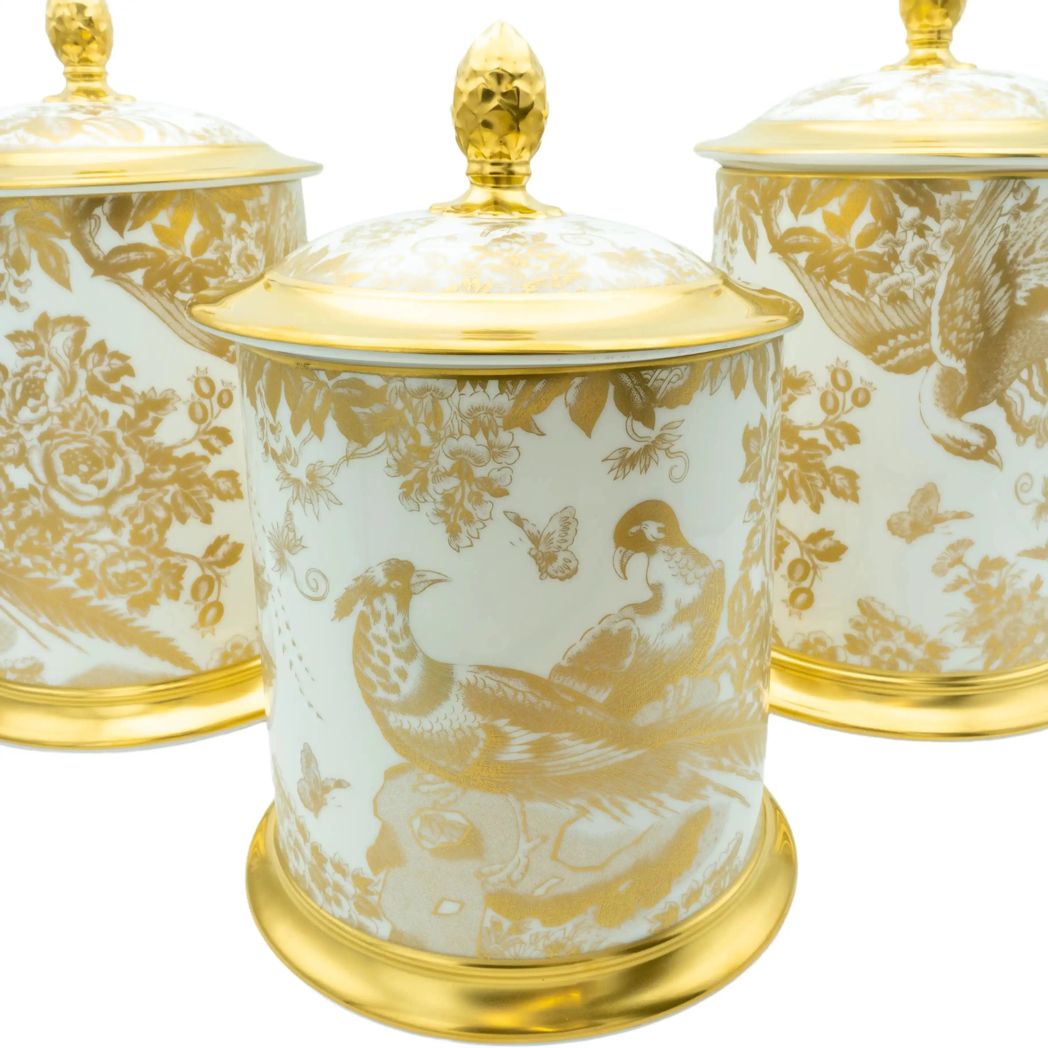 Royal Crown Derby Gold Aves Storage Jar