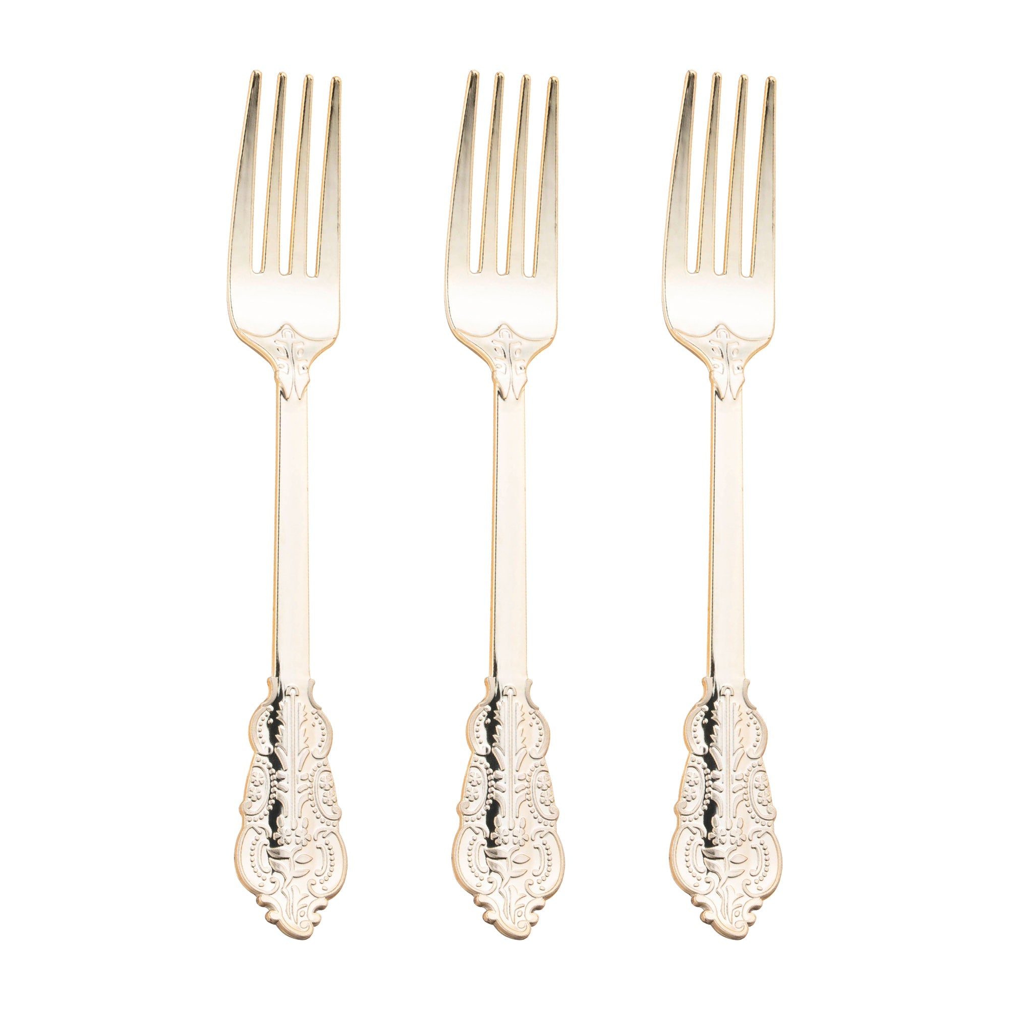 Shiny Baroque Gold Plastic Forks