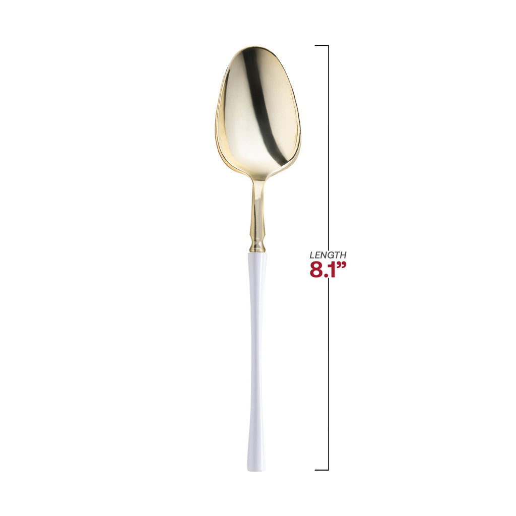 Gold with White Handle Moderno Disposable Plastic Dinner Spoons