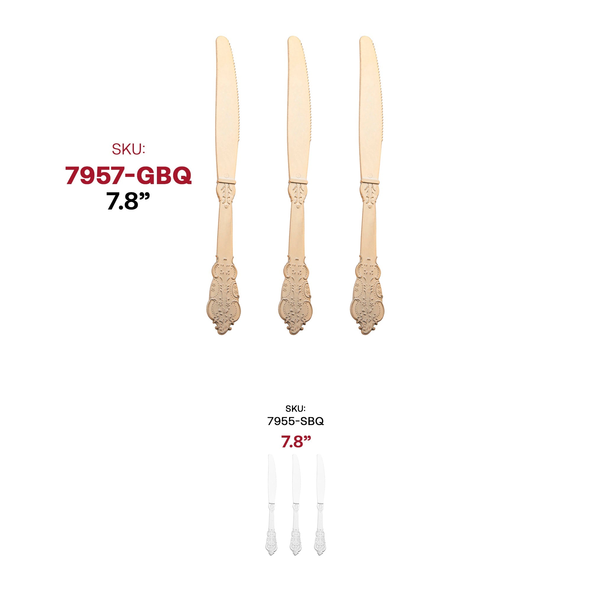 Shiny Baroque Gold Plastic Knives
