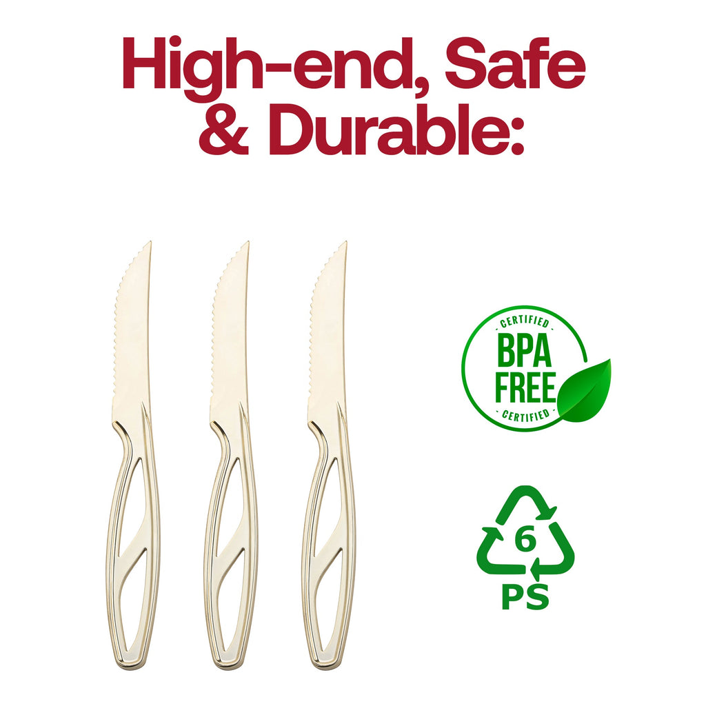 Gold Disposable Plastic Steak Knives