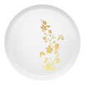 White with Gold Floral Round Plastic Pastry Plates (6.25")