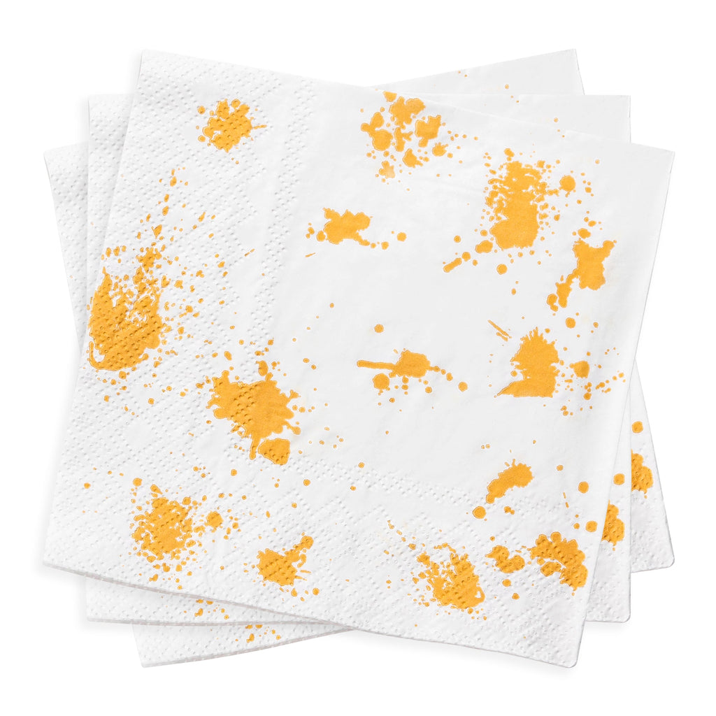 White with Gold Paint Splatter Paper Beverage/Cocktail Napkins