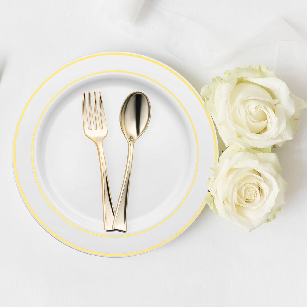 Gold Disposable Plastic Mini Flatware Set