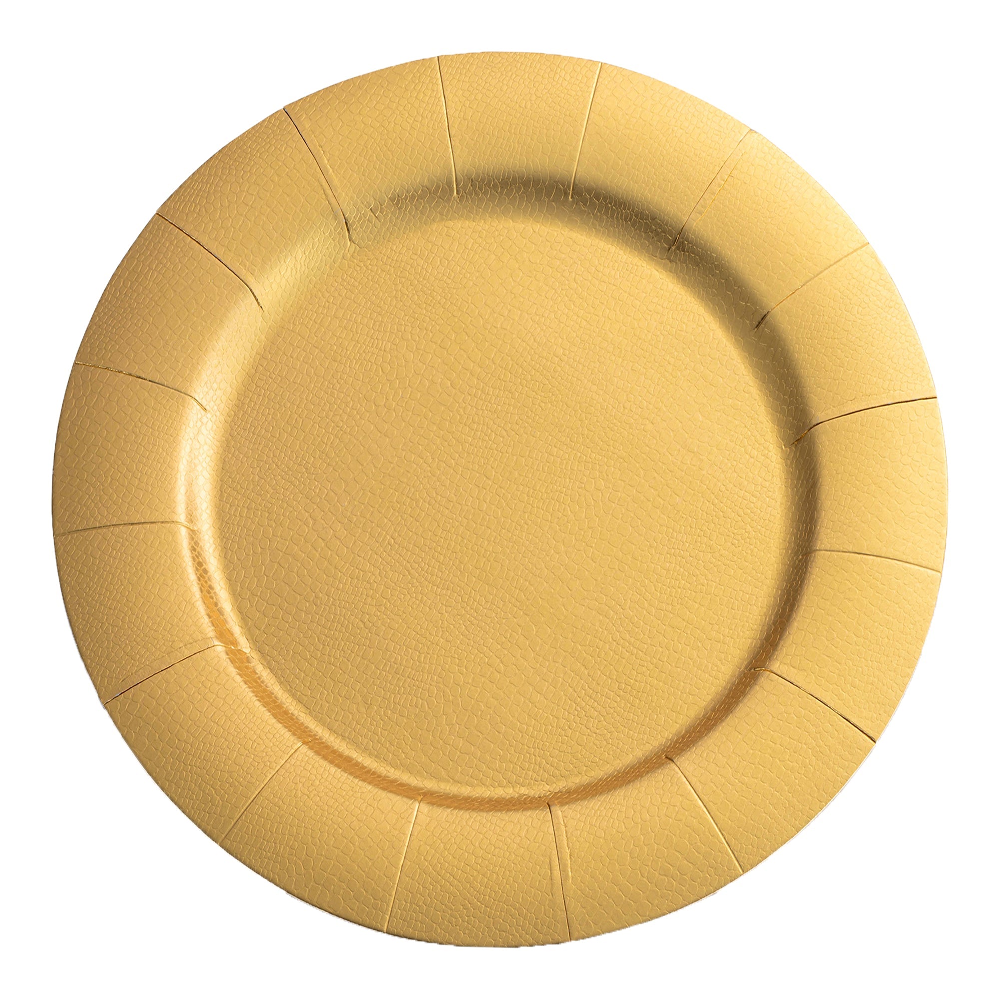 Gold Round Disposable Paper Charger Plates (13")
