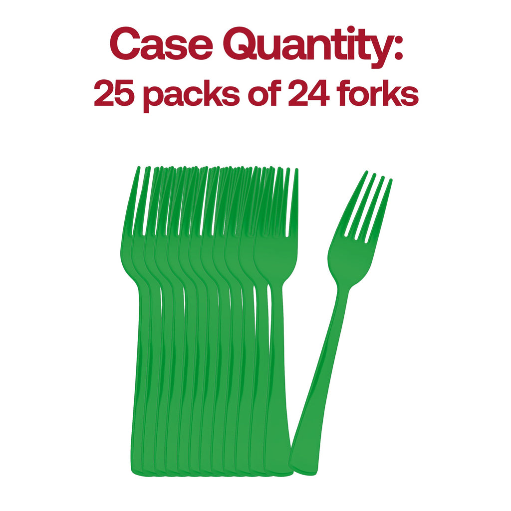 Green Disposable Plastic Party Forks