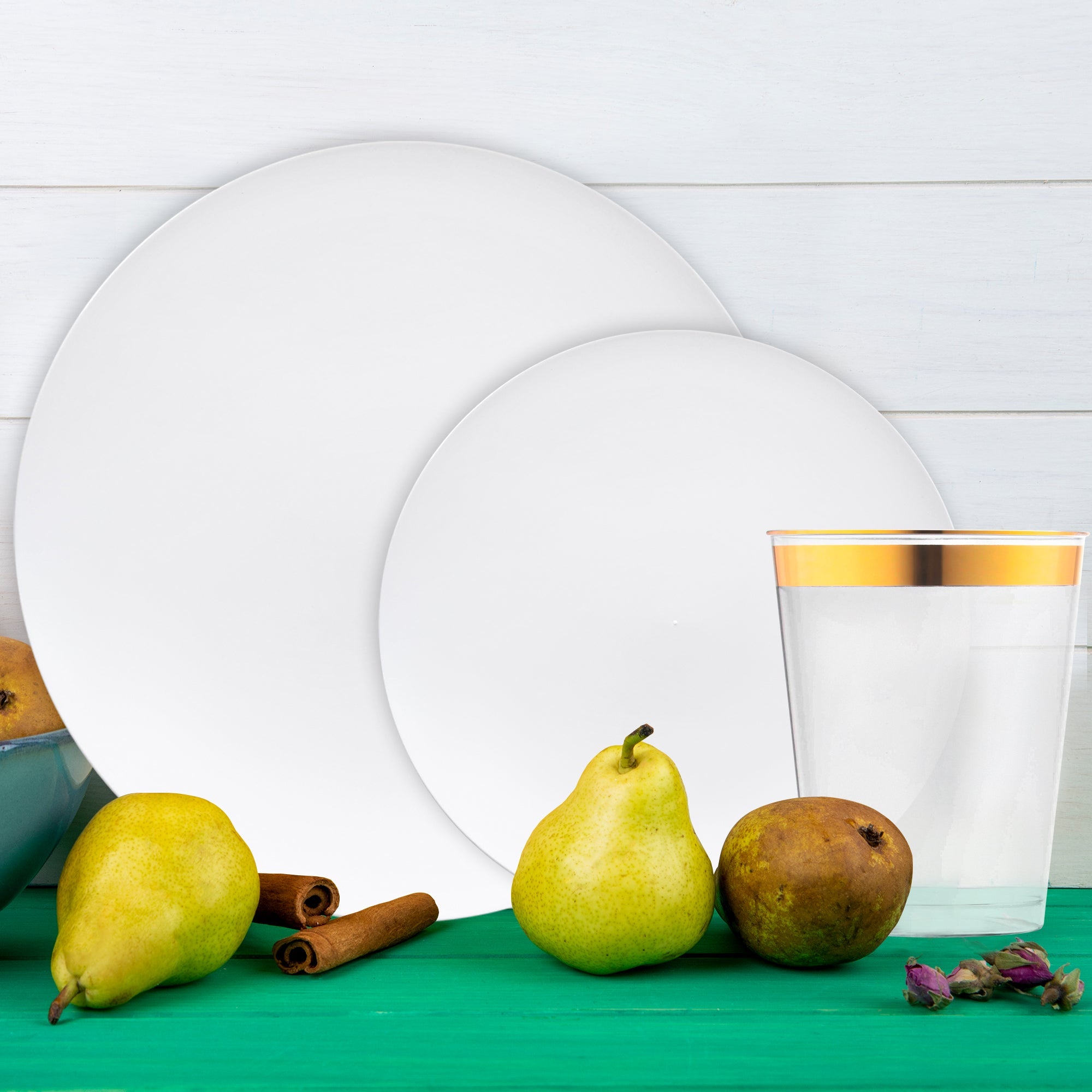White Organic Disposable Plastic Tableware Set