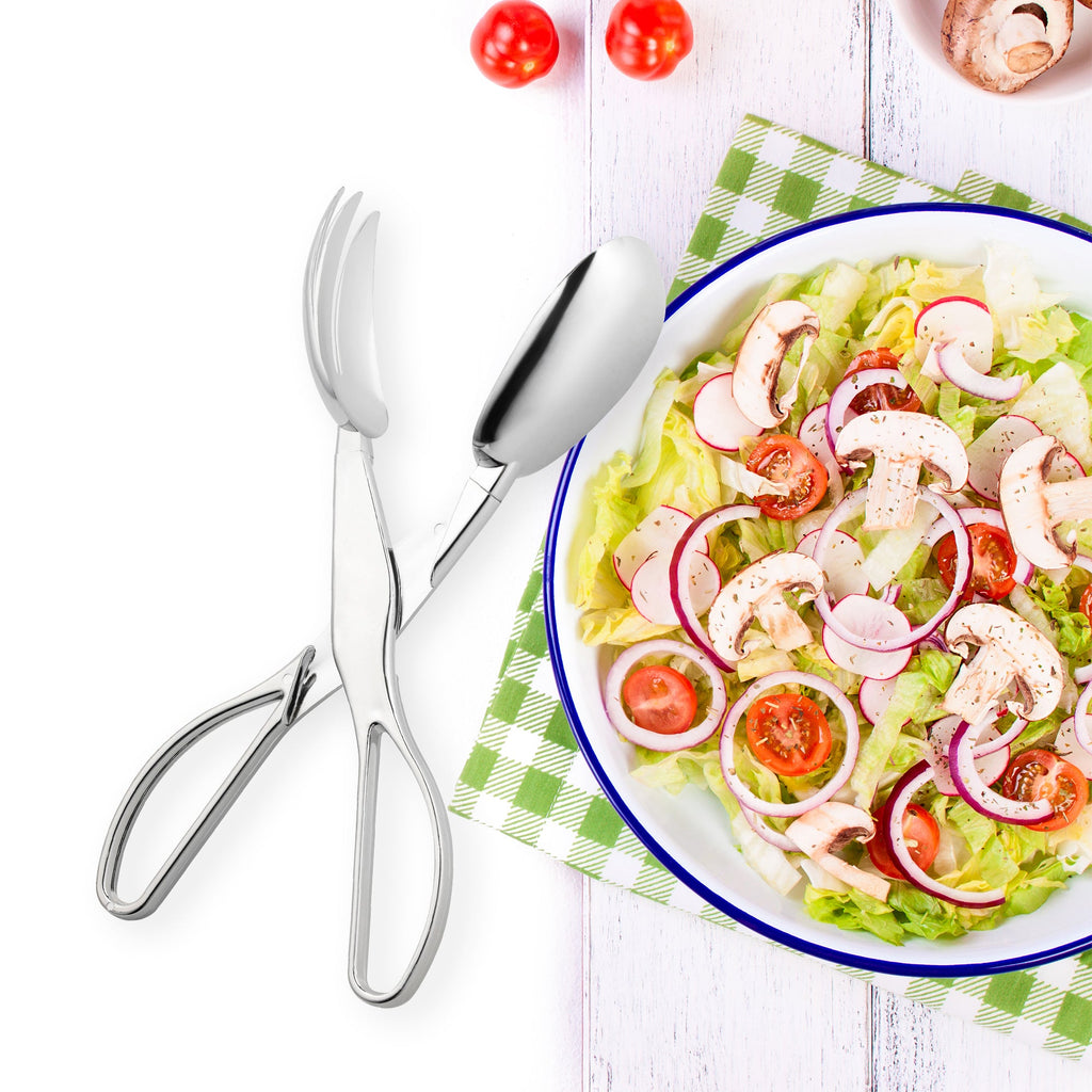 Silver Disposable Plastic Serving Salad Scissor Tongs