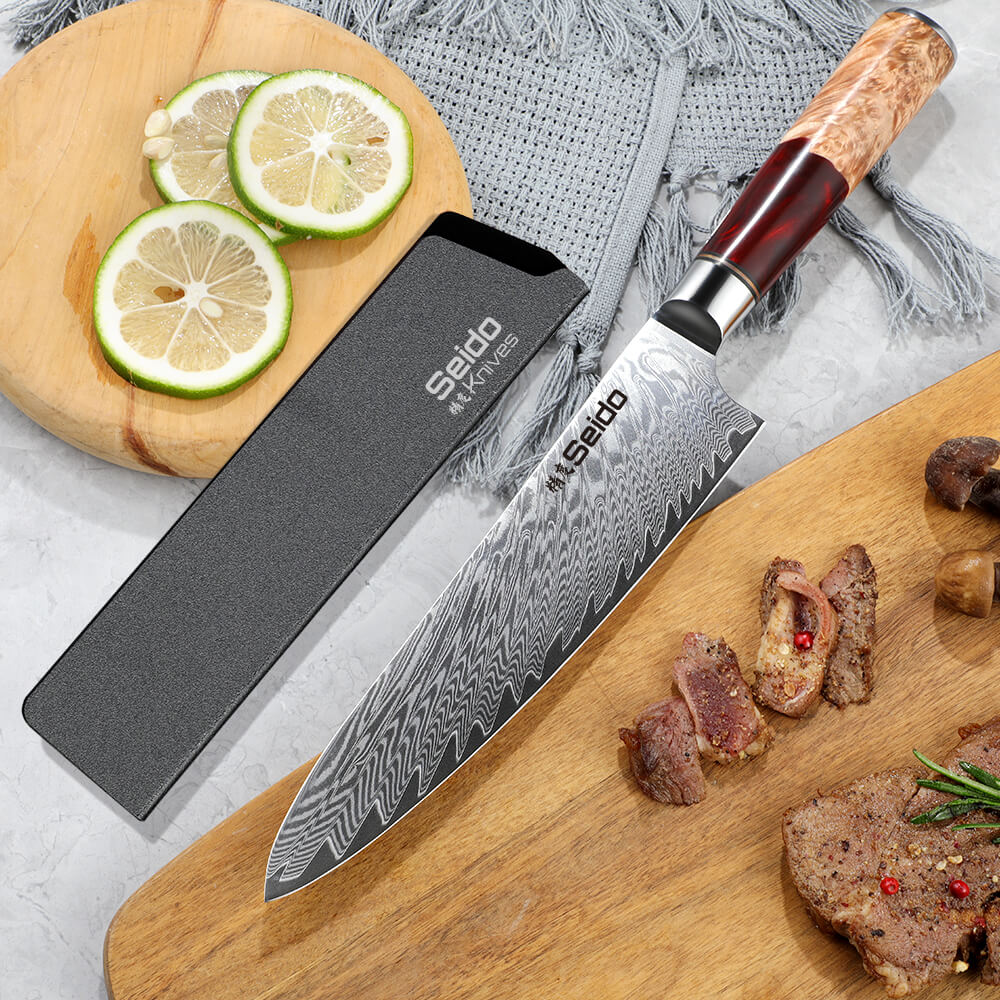 Gyuto Executive Chef Knife with Red Resin Handle
