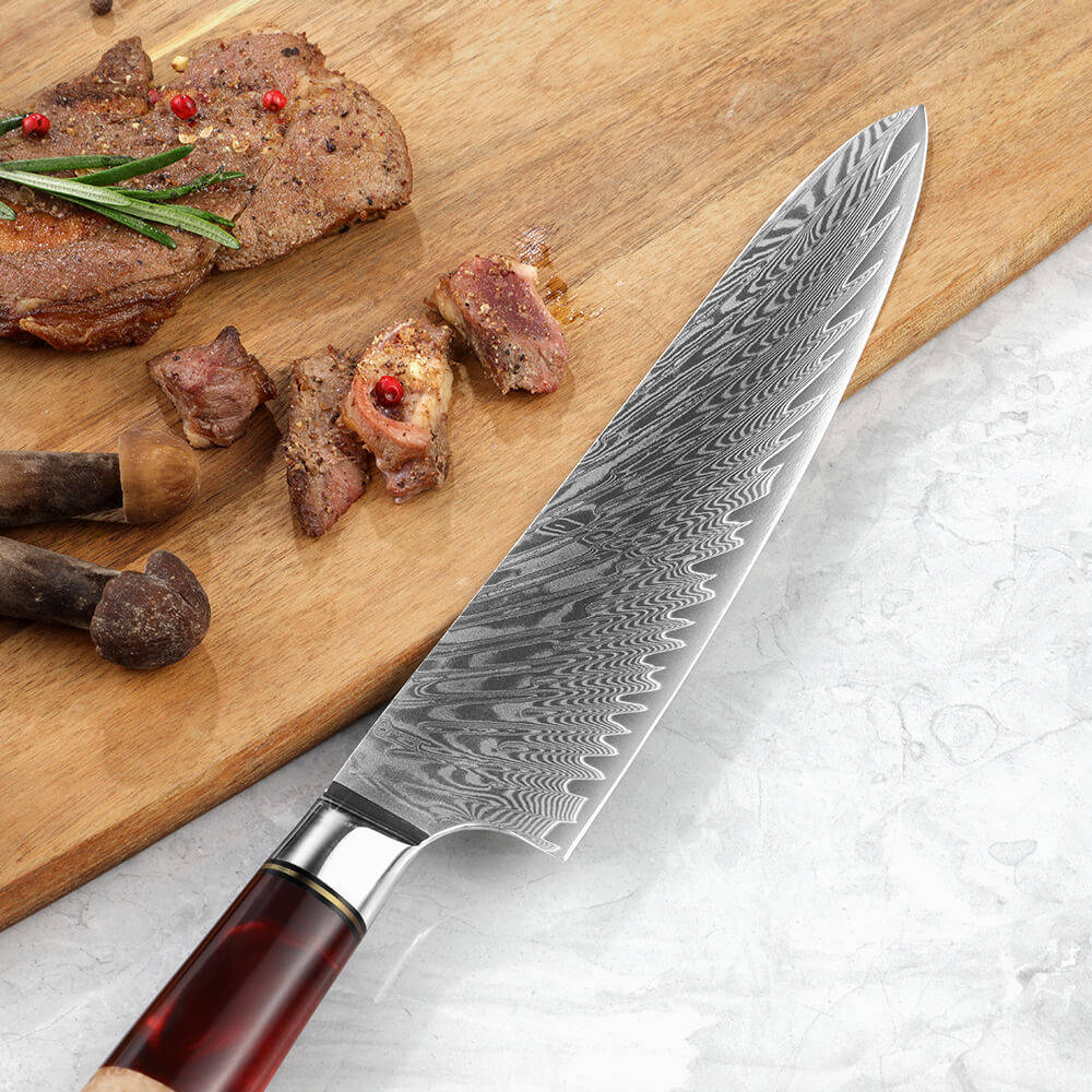Gyuto Executive Chef Knife with Red Resin Handle