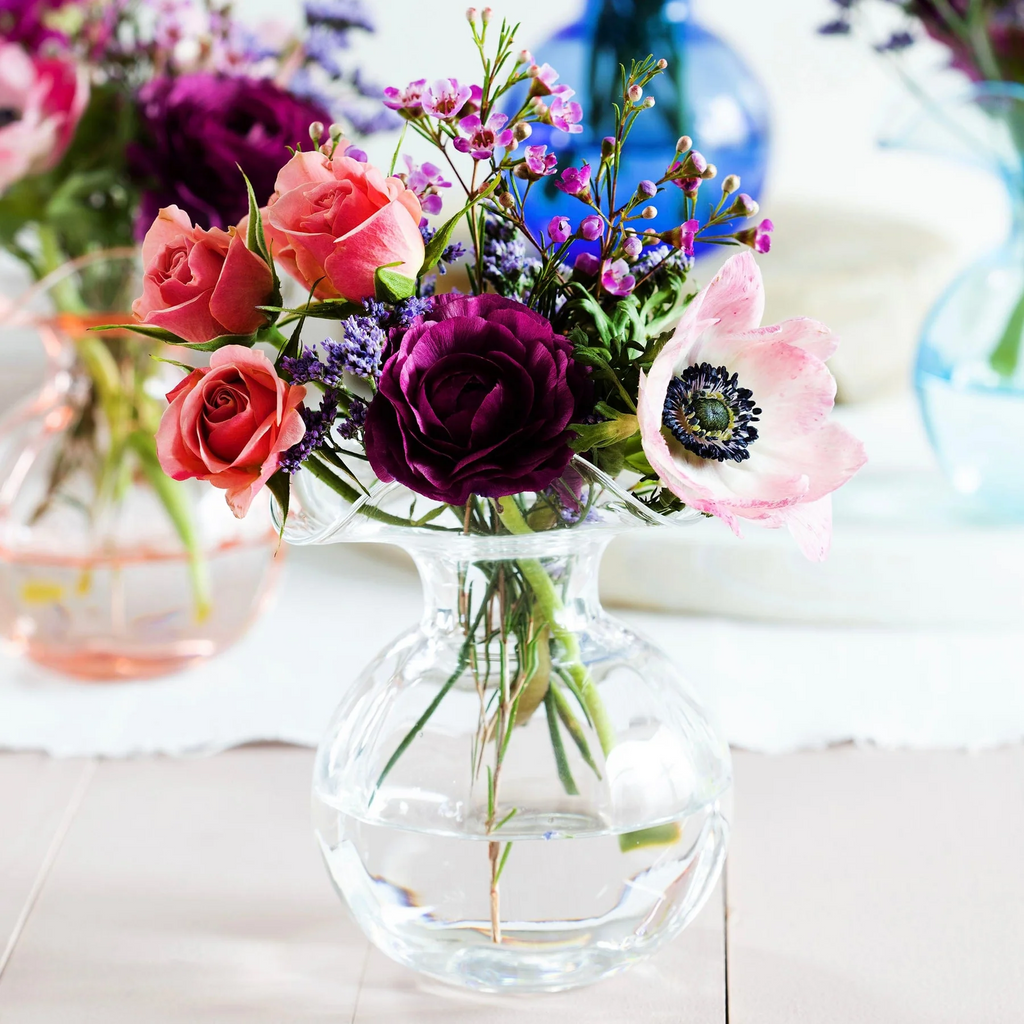Vietri Hibiscus Glass Clear Bud Vase