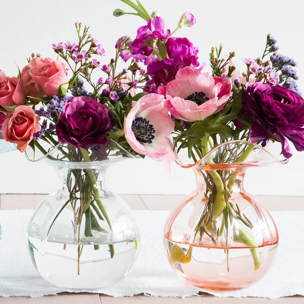 Vietri Hibiscus Glass Clear Bud Vase