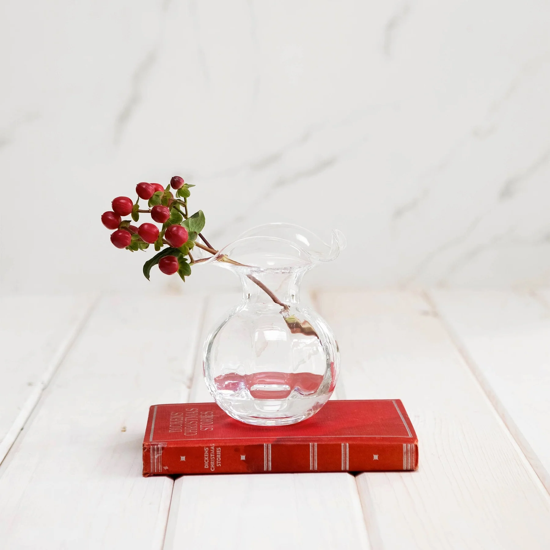 Vietri Hibiscus Glass Clear Bud Vase