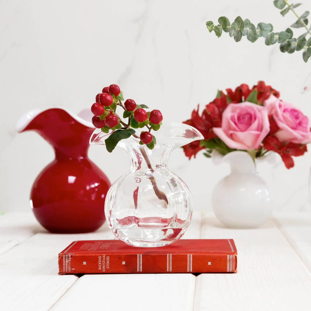 Vietri Hibiscus Glass Clear Bud Vase