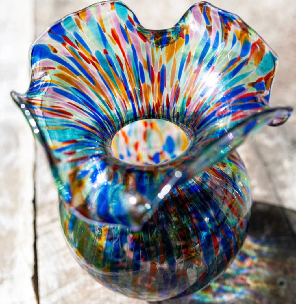 Vietri Hibiscus Glass Carnevale Bud Vase