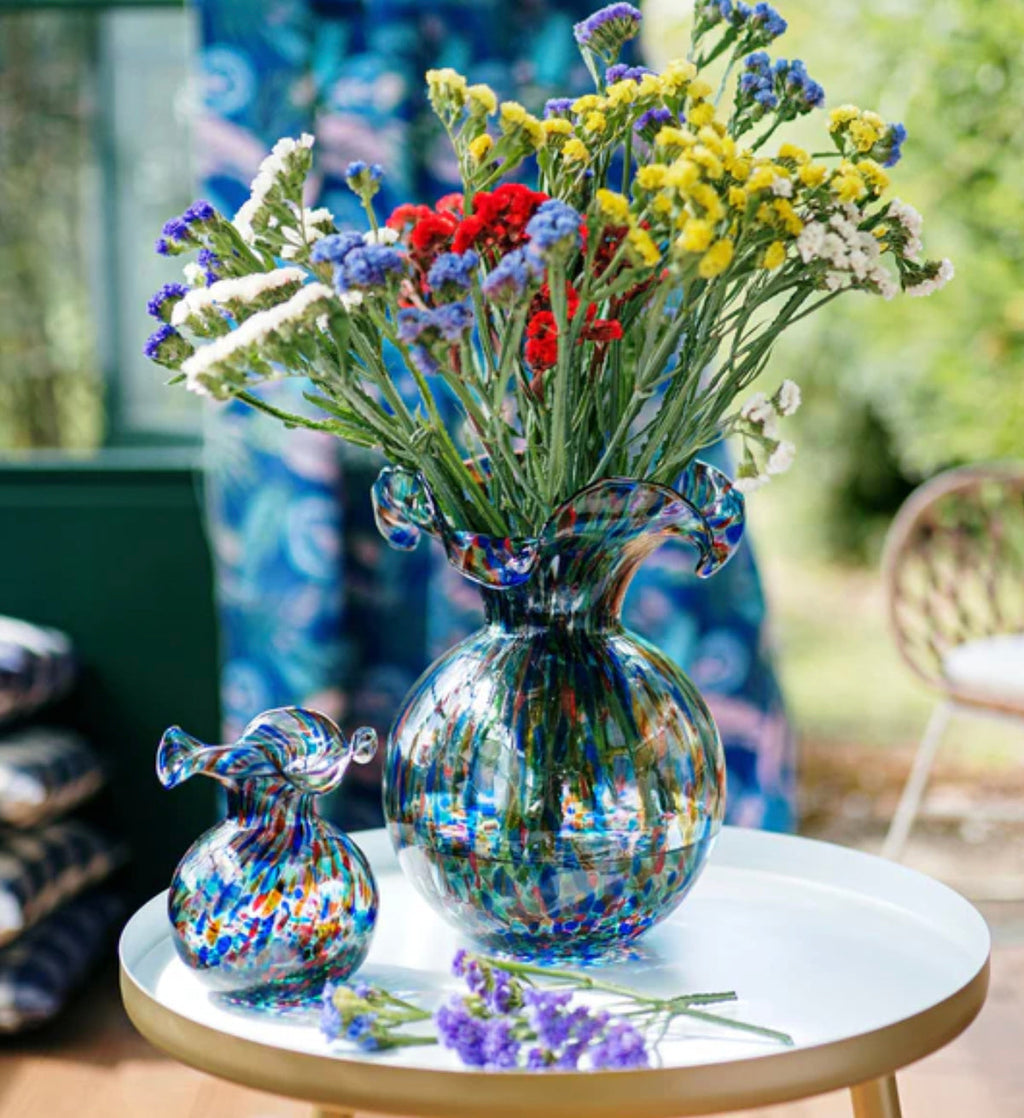 Vietri Hibiscus Glass Carnevale Bud Vase