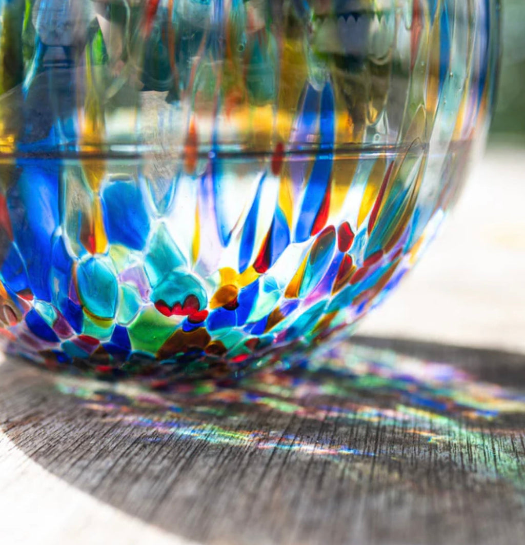 Vietri Hibiscus Glass Carnevale Medium Fluted Vase