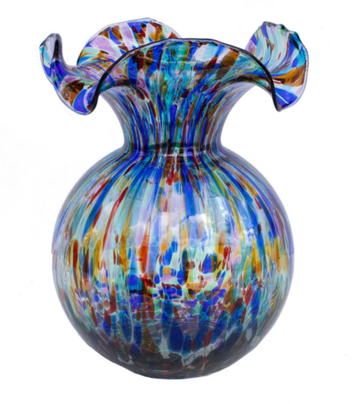 Vietri Hibiscus Glass Carnevale Medium Fluted Vase