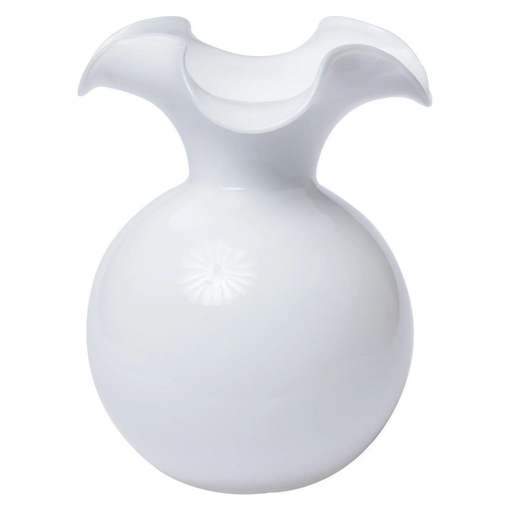 Vietri Hibiscus Glass White Fluted Vase