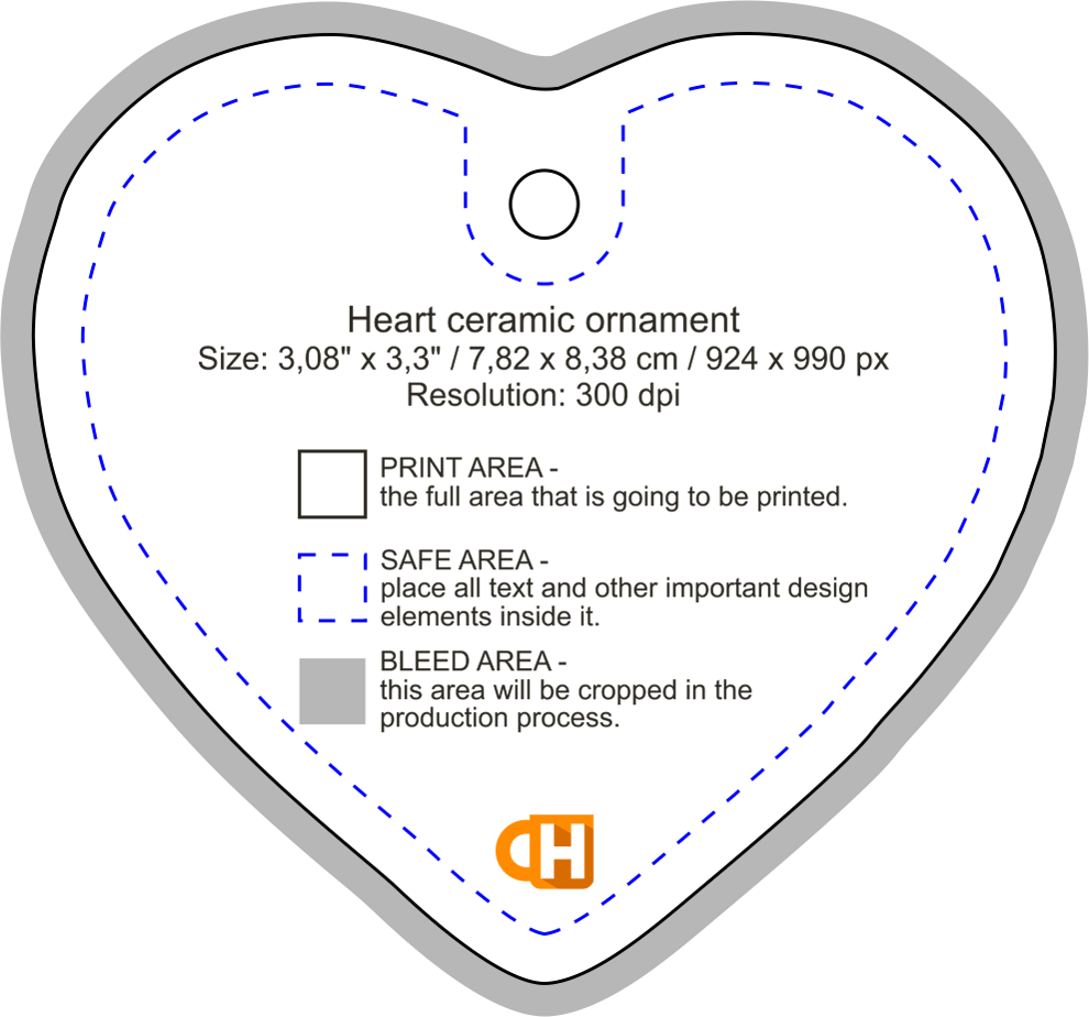 3" Heart Print on Demand Ceramic Ornament with Gift Box