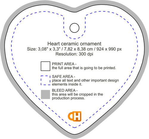 3" Heart Print on Demand Ceramic Ornament with Gift Box