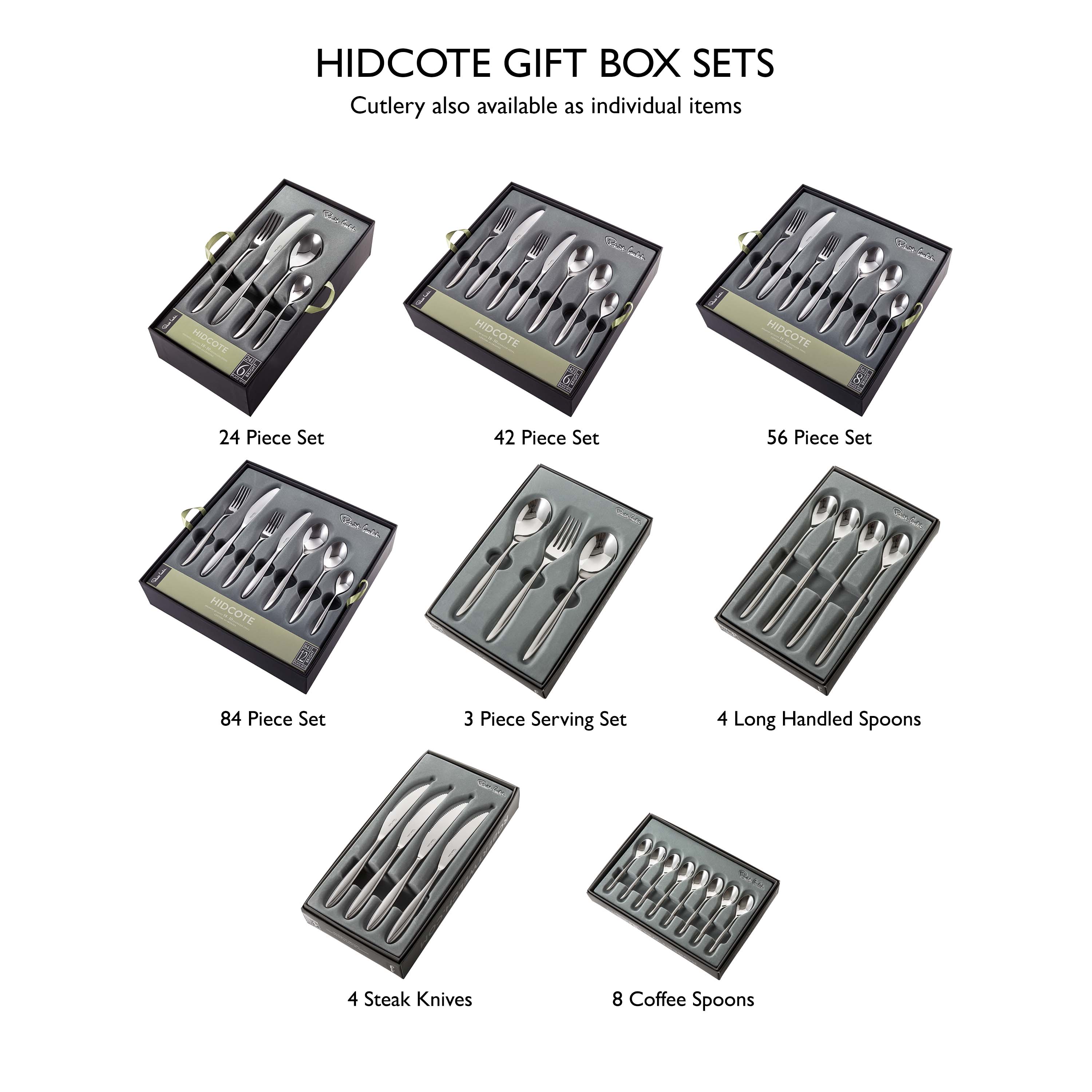 Hidcote Bright Cutlery Set, 48 Piece for 6 People - 6 Free Steak Knives