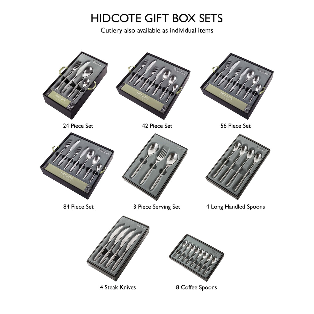 Hidcote Bright Cutlery Set, 96 Piece for 12 People - 12 Free Steak Knives