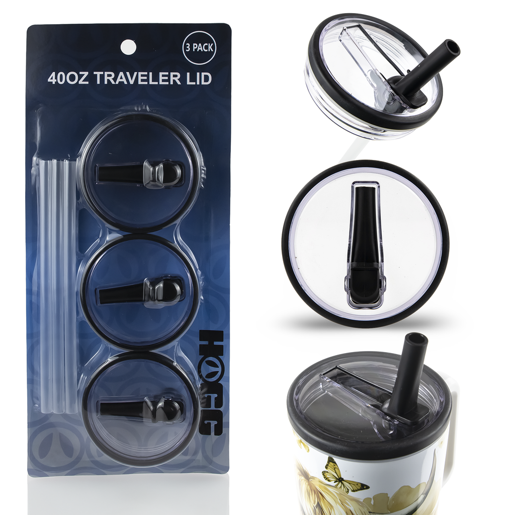 40oz Traveler Tumbler Lid (3 Pack) - Black