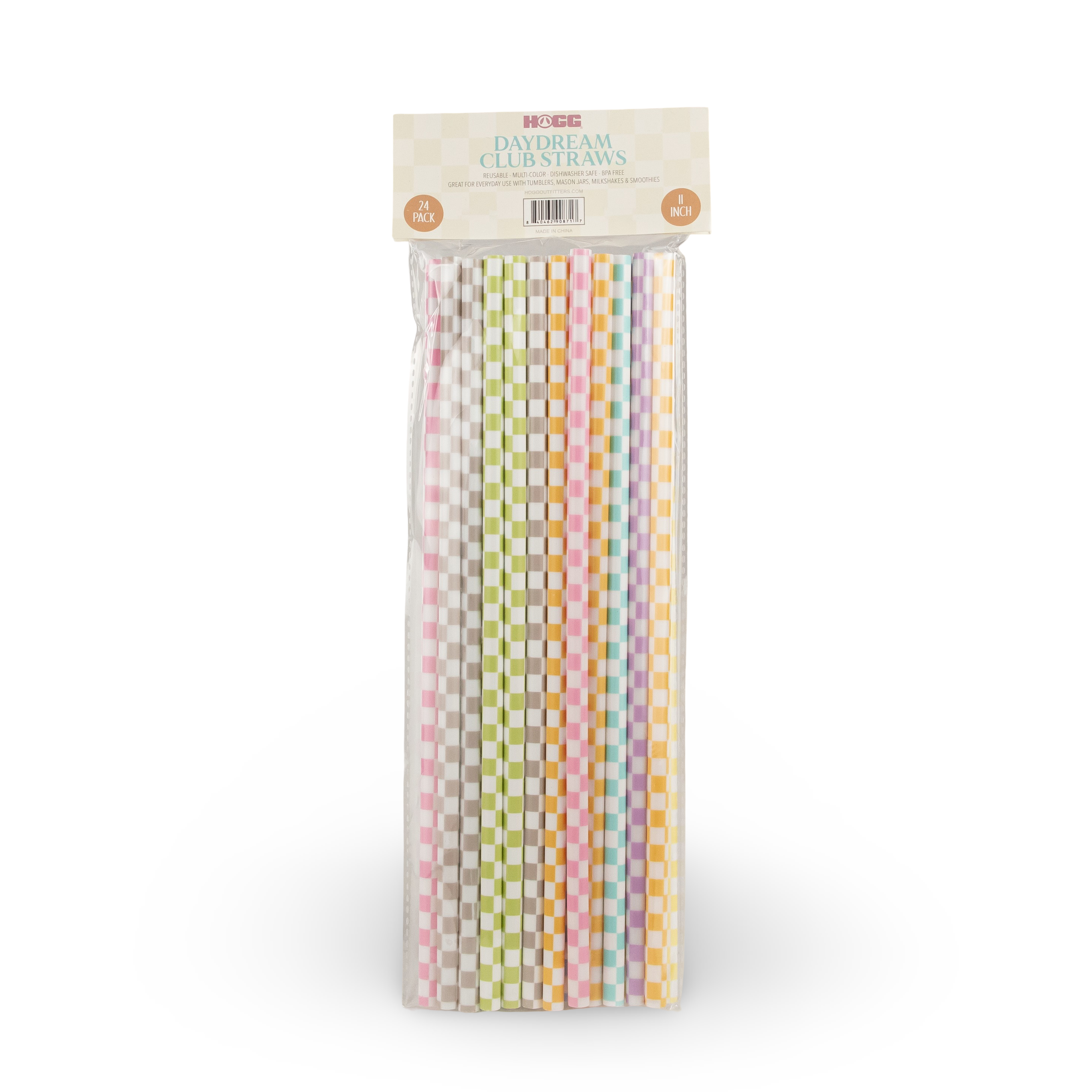 Daydream Club – 11" Checkered Straws (24 Pack)