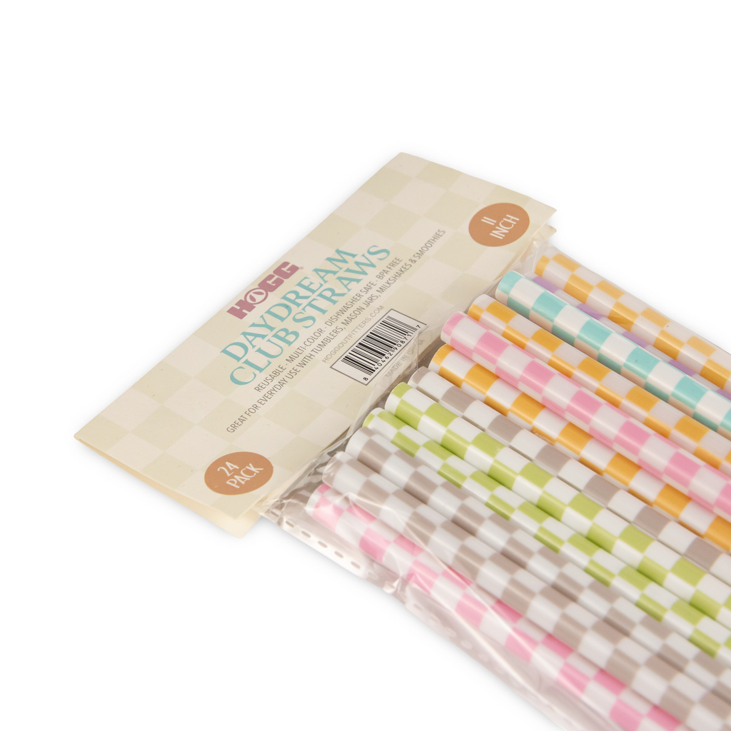 Daydream Club – 11" Checkered Straws (24 Pack)