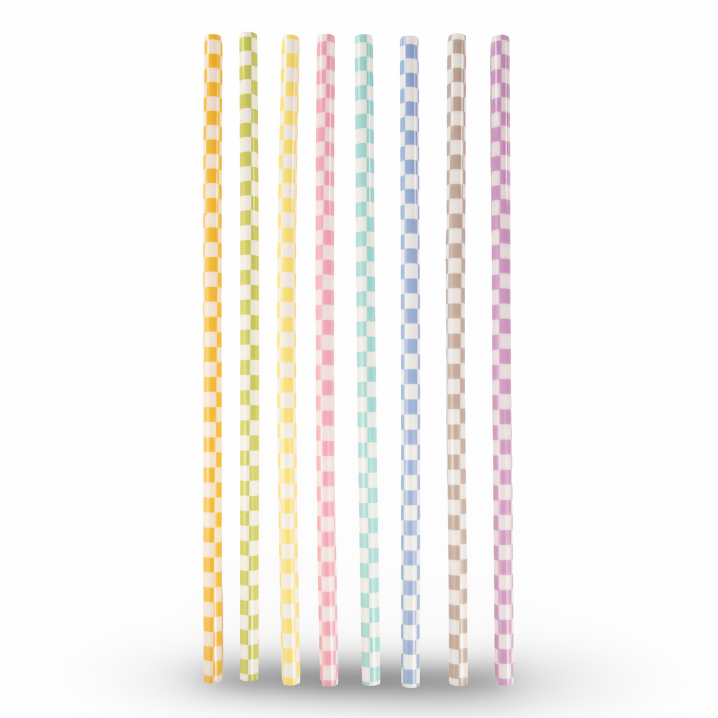 Daydream Club – 11" Checkered Straws (24 Pack)
