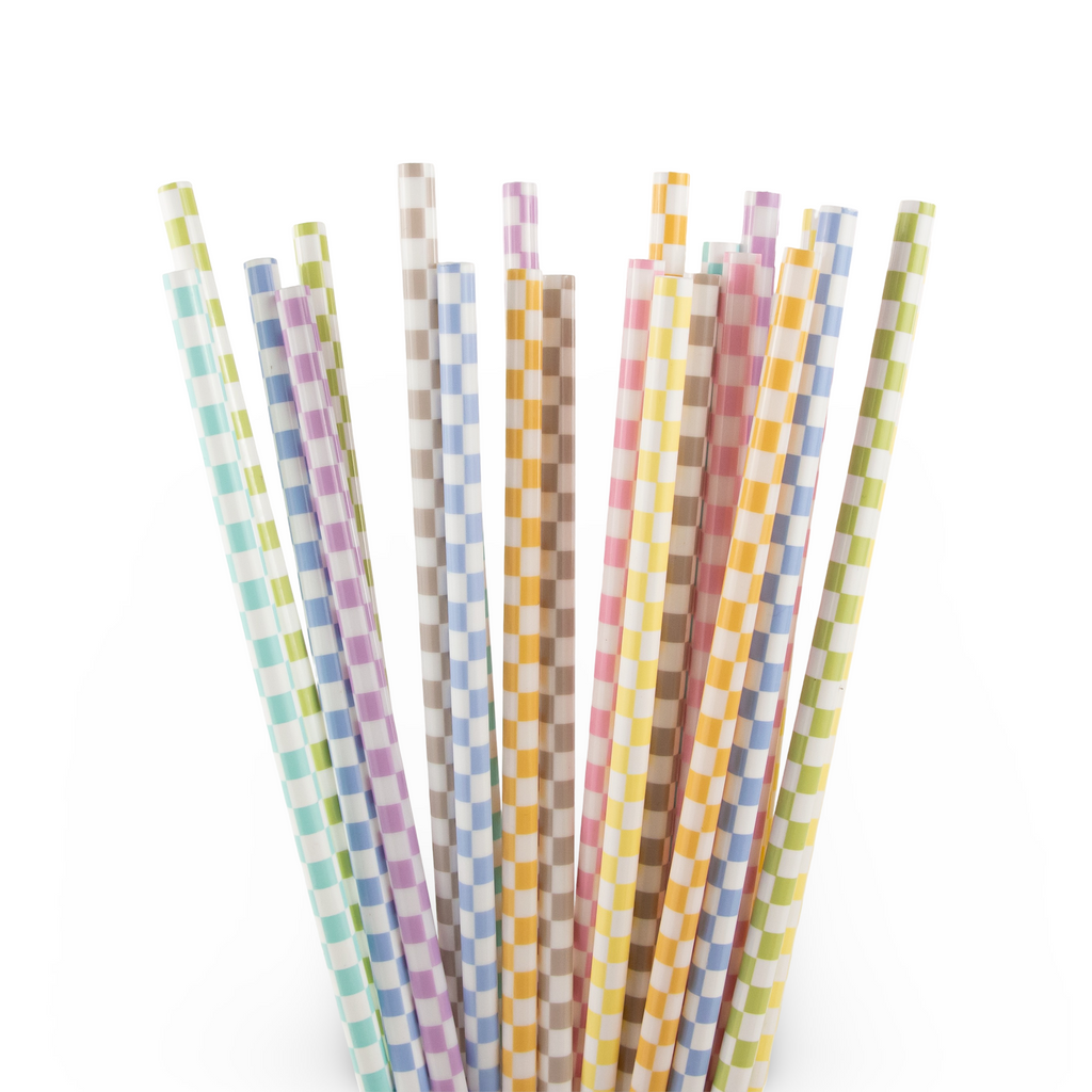 Daydream Club – 11" Checkered Straws (24 Pack)