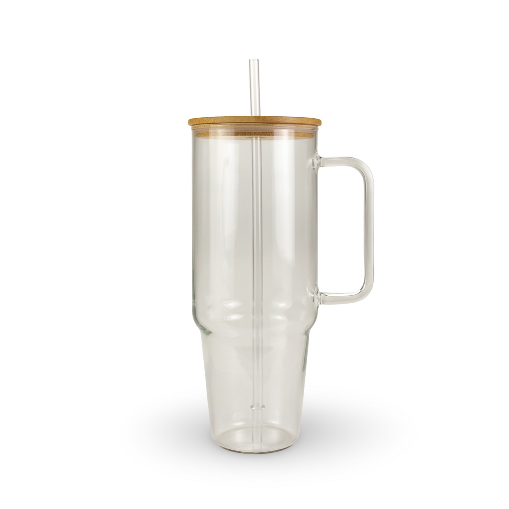 40oz Sublimatable Clear Glass Handle Tumbler