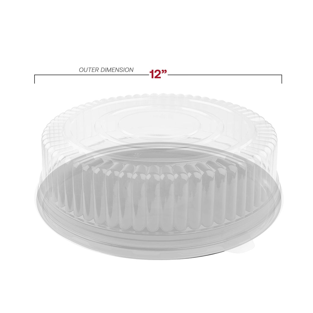 12" Black Round Plastic Trays with Lids