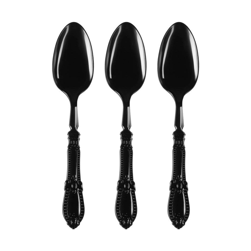 Black Baroque Disposable Plastic Dinner Spoons