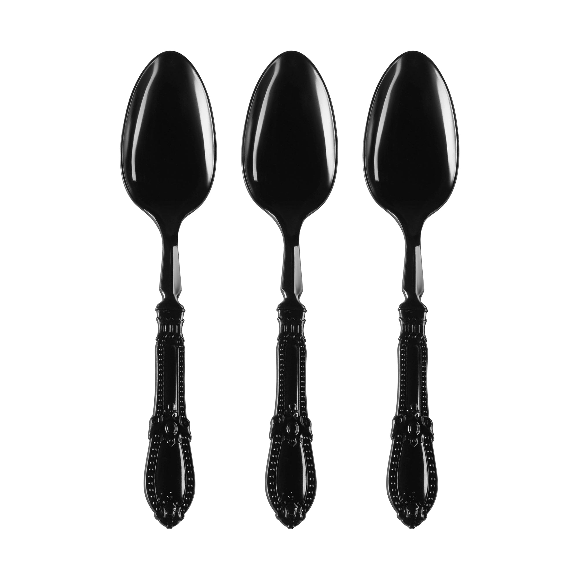 Black Baroque Disposable Plastic Dinner Spoons