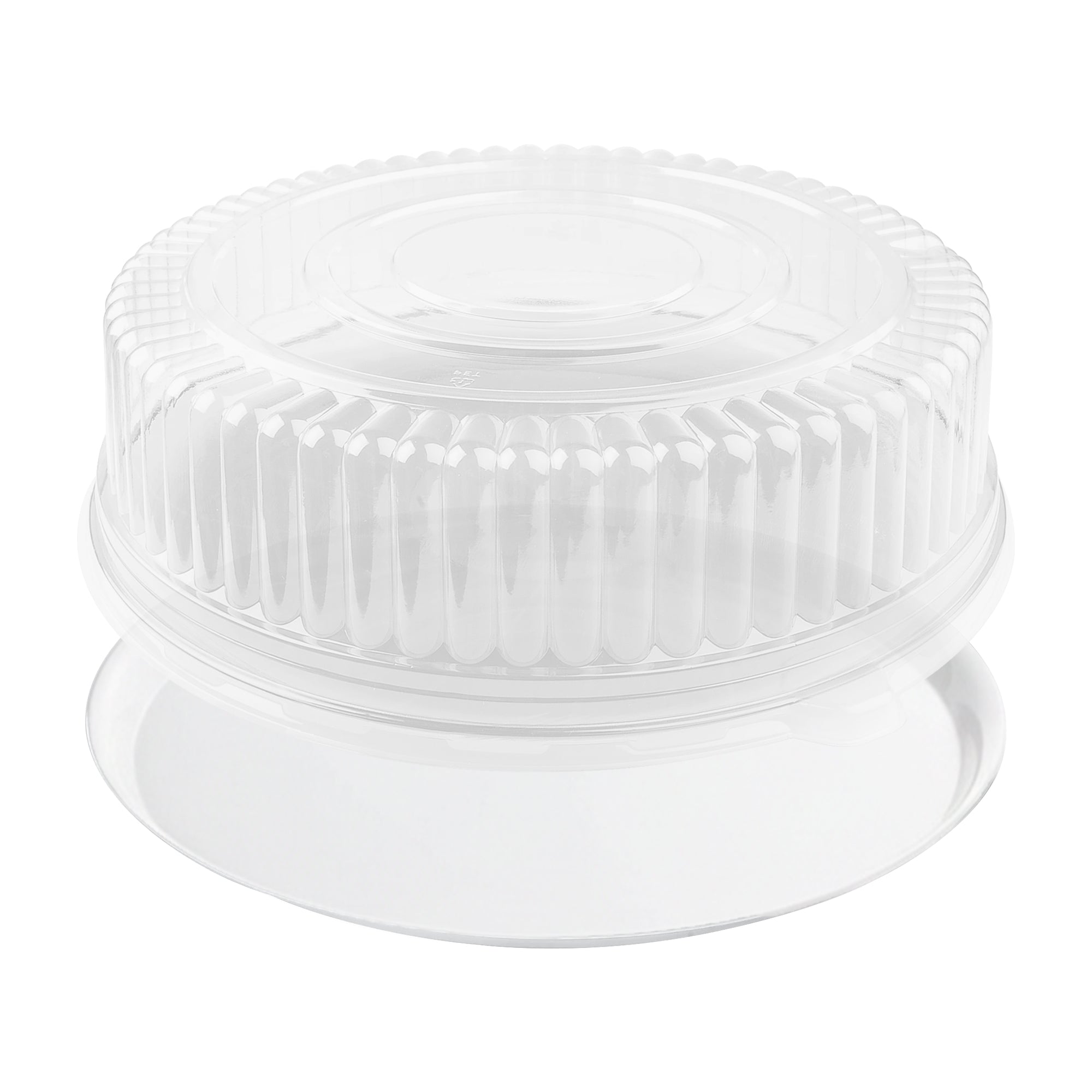 12" White Round Plastic Trays with Lids