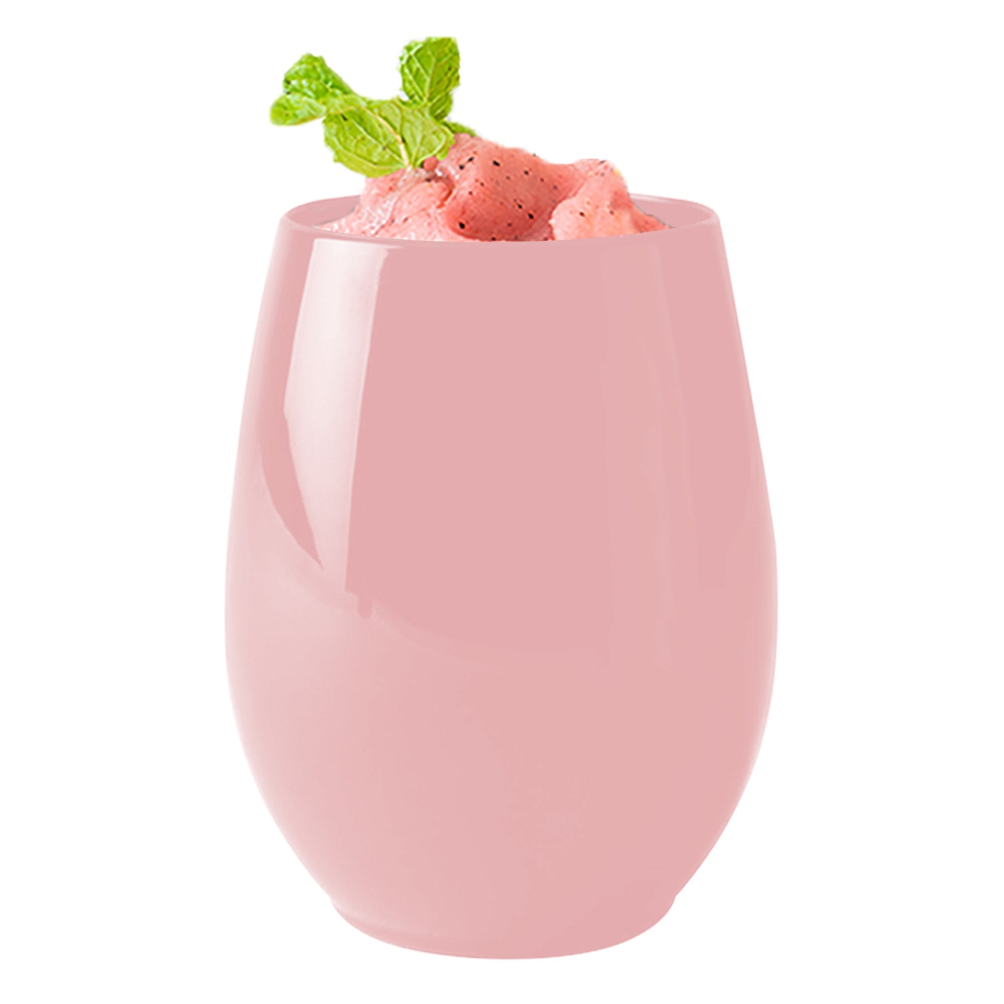 12oz. Solid Pink Elegant Stemless Plastic Wine Glasses