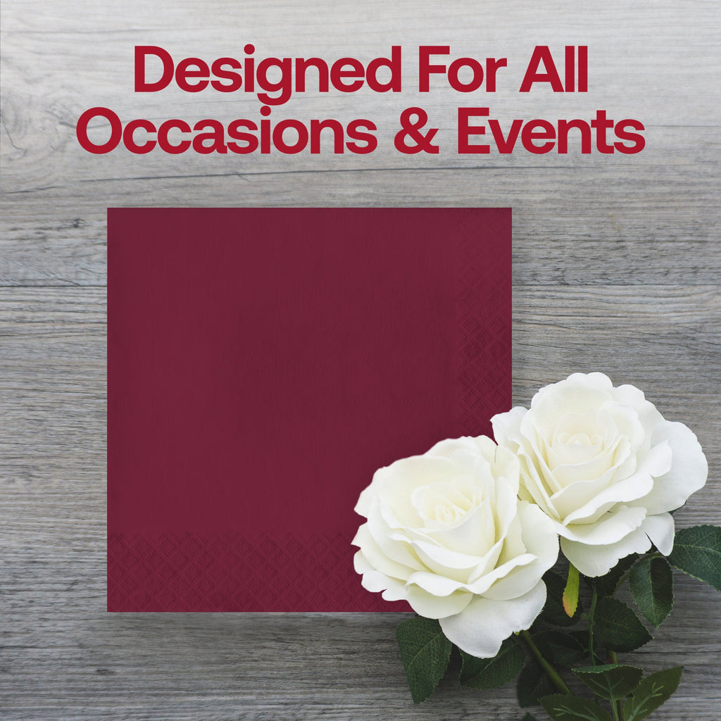 Burgundy Red Paper Beverage/Cocktail Napkins