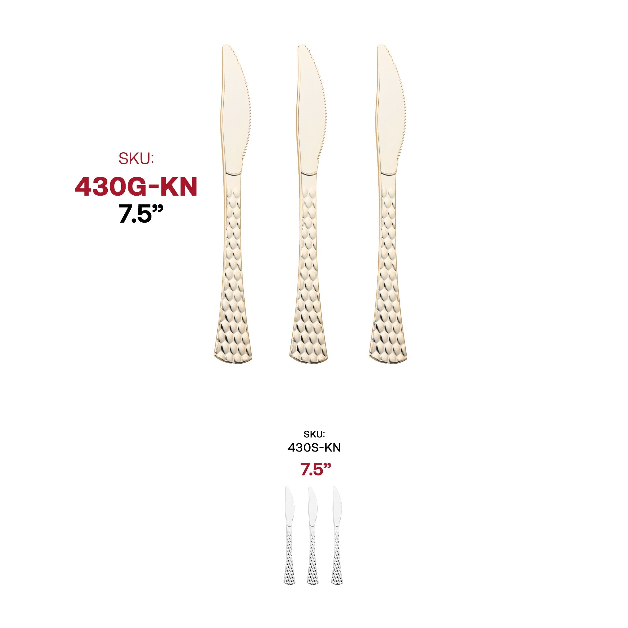 Shiny Gold Glamour Cutlery Disposable Plastic Knives