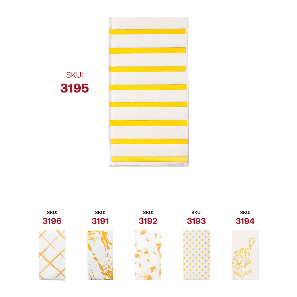 White with Gold Stripes Paper Dinner Napkins
