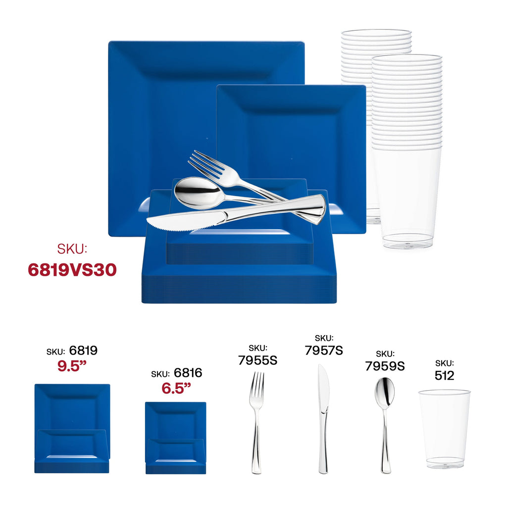 Midnight Blue Square Plastic Wedding Value Set