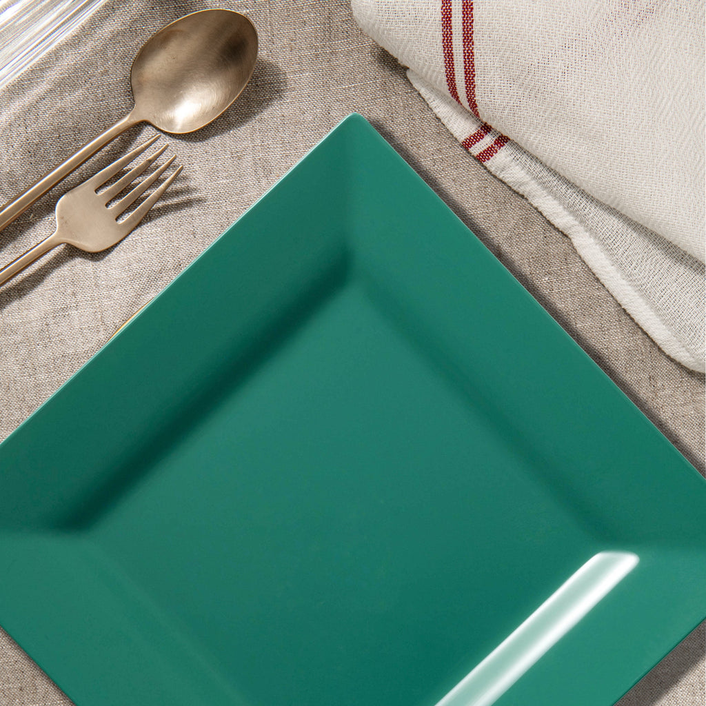 Hunter Green Square Plastic Cake Plates (6.5")