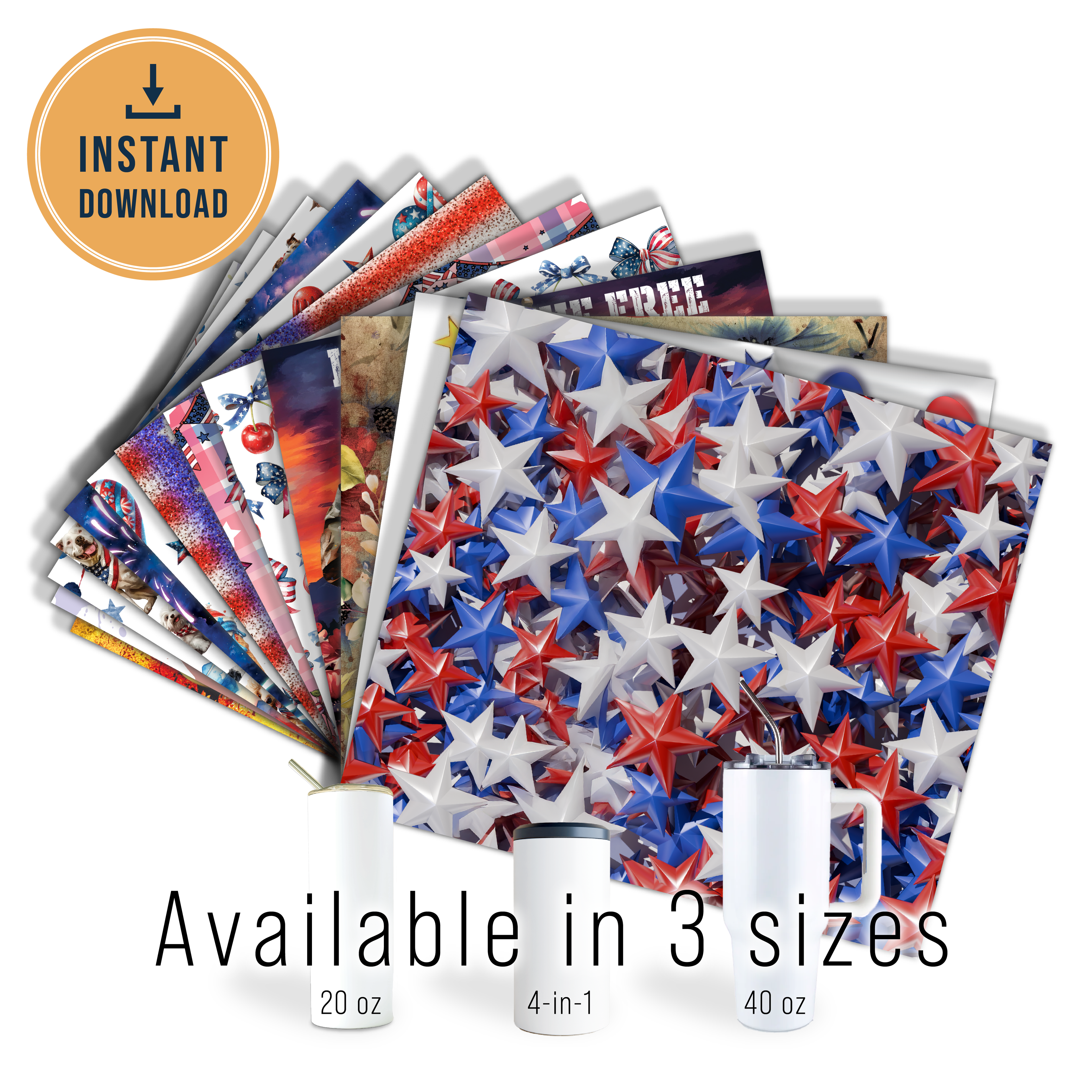 Digital Sublimation Designs - Fourth of July Tumbler Wraps