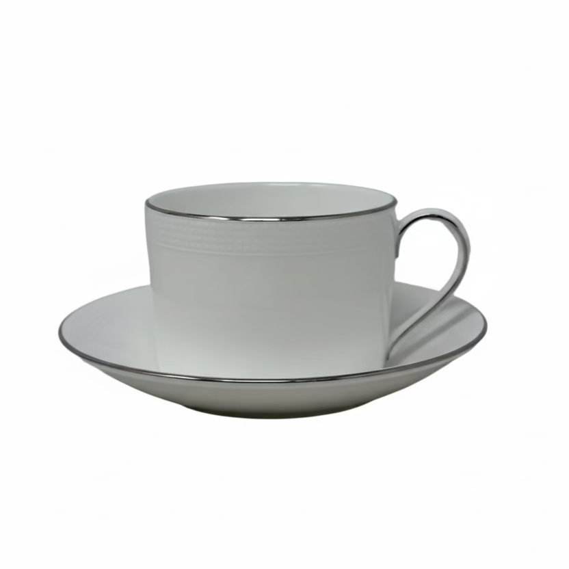 Wedgwood Vera Wang Blanc Sur Blanc Teacup & Saucer Set